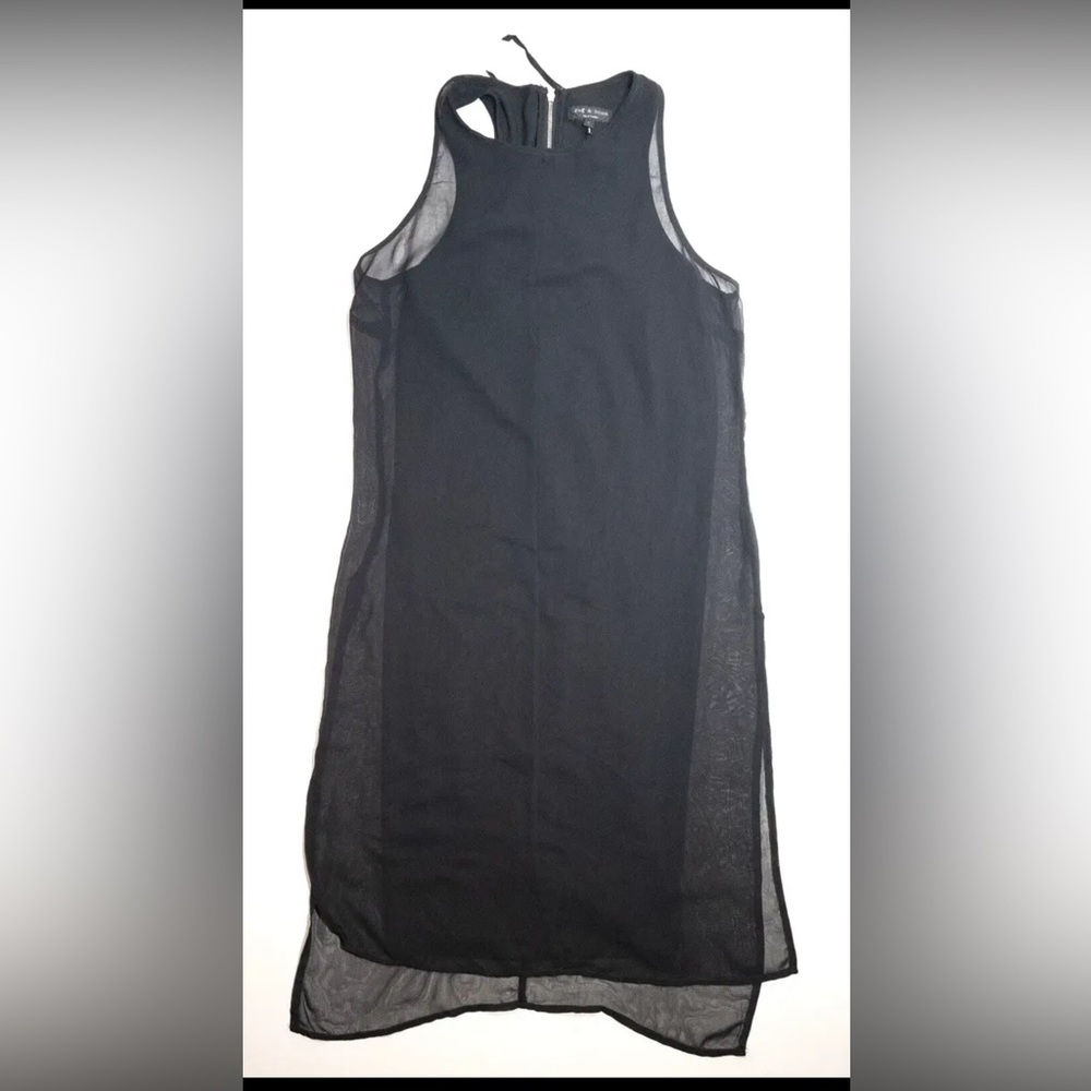 RAG & BONE Dress Womens Small Sheer Layered Slip Lightweight Sleeveless Black